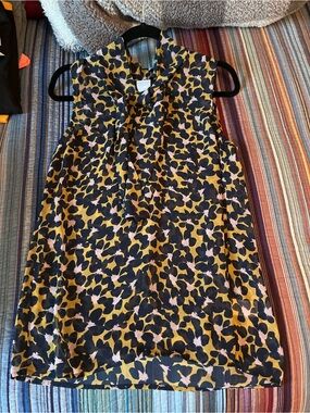 CAbi Floral Print Sleeveless Tie-Neck Top - Mustard, Blavey (black/navy) & Blush